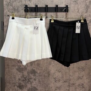 FZ Pleated Skort Shorts Duo - White & Black